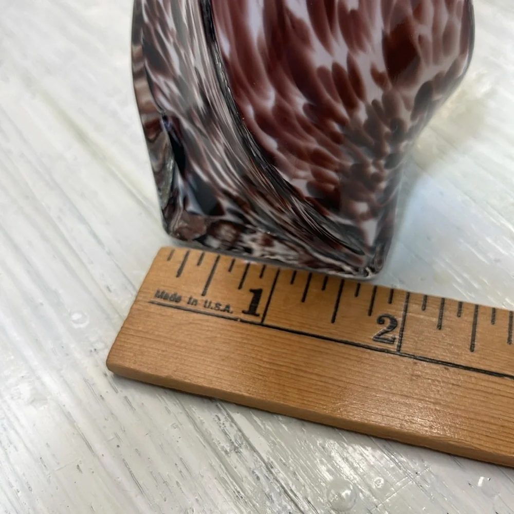 Elegant Vintage Brown & White w/ Hints of Green Art Glass Vase